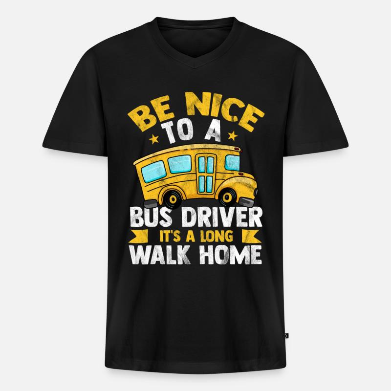 Bus - Männer Premium Bio T-Shirt mit V-Ausschnitt - Schwarz