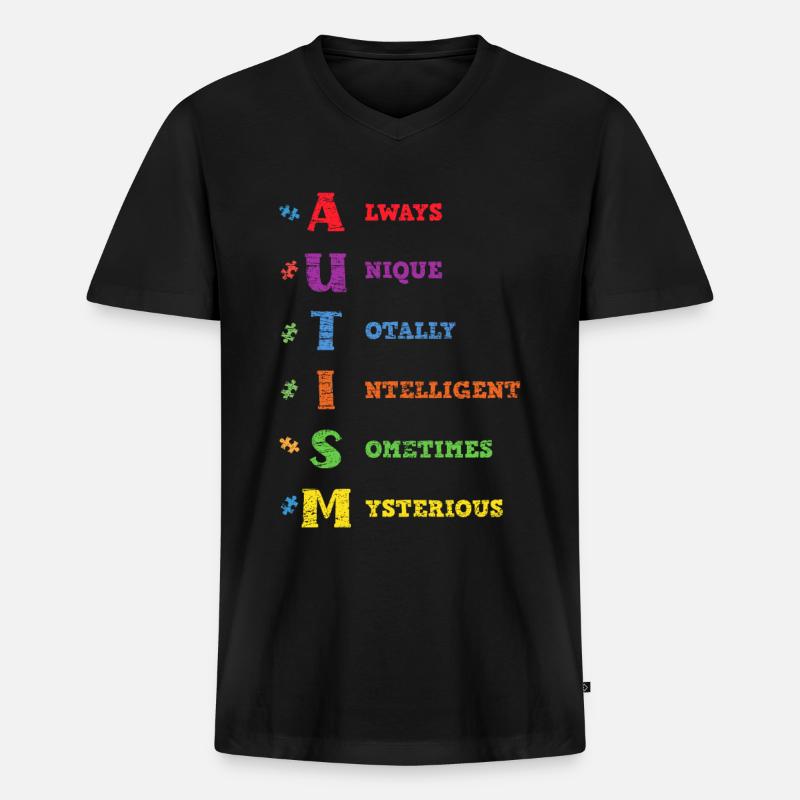 Autismus - Männer Premium Bio T-Shirt mit V-Ausschnitt - Schwarz