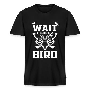 Vogelbeobachter Hobby - Männer Premium Bio T-Shirt mit V-Ausschnitt - Schwarz - Vorne - Nico (187cm)