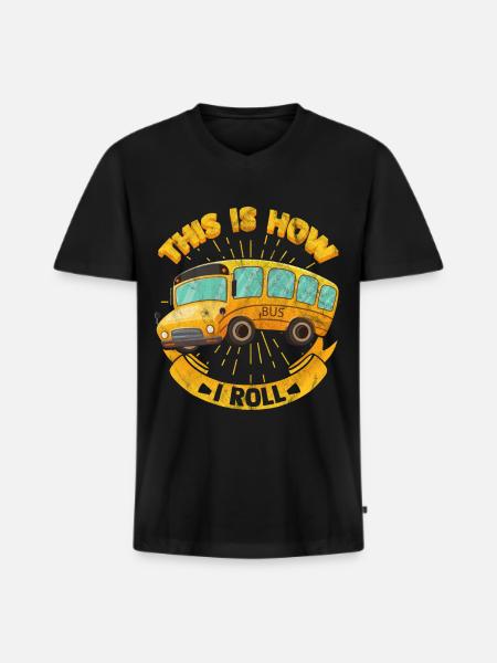 bus - Men's Premium Organic T-shirt with V-neck - black