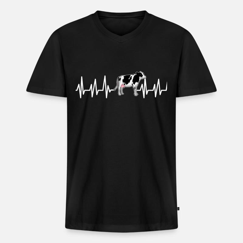 Kuh - Männer Premium Bio T-Shirt mit V-Ausschnitt - Schwarz