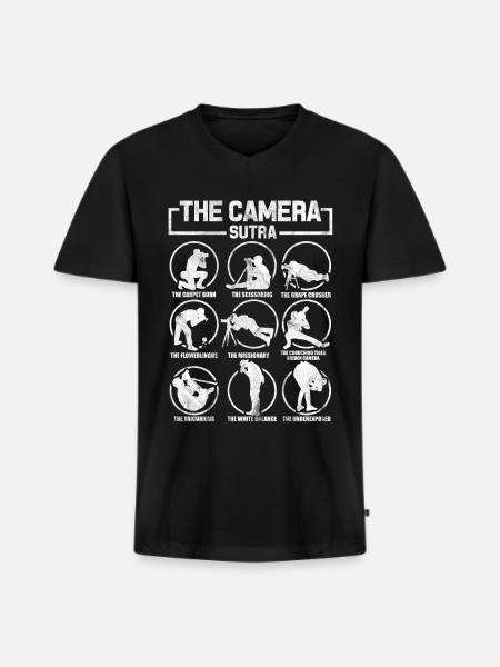 Fotograf Digitalkamera Geschenk Spiegelreflex - Männer Premium Bio T-Shirt mit V-Ausschnitt - Schwarz