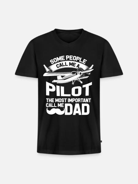Pilot plane dad dad - Men's Premium Organic T-shirt with V-neck - black