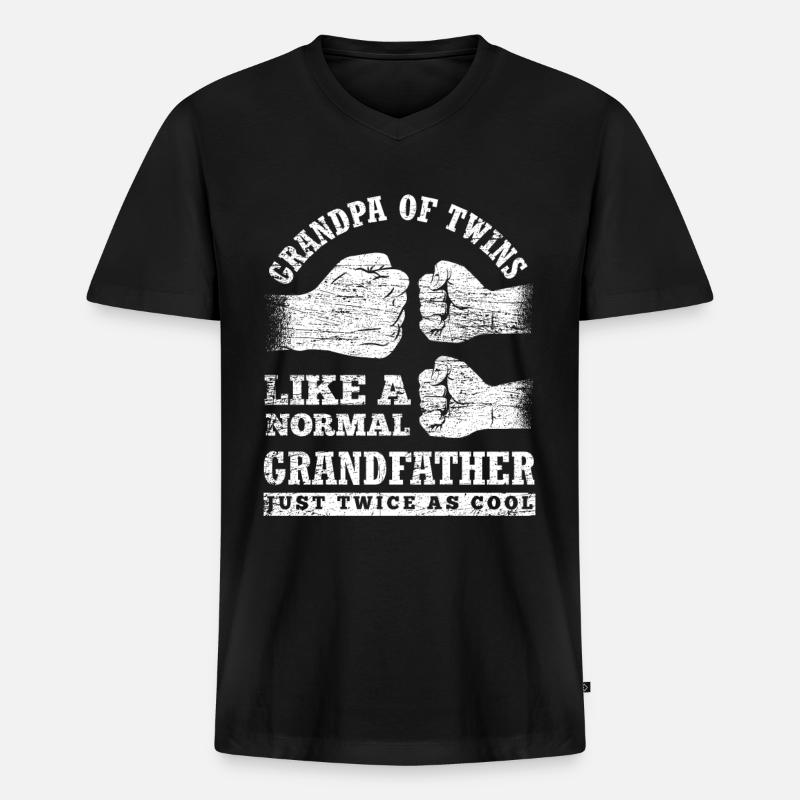 Zwillings Opa - Männer Premium Bio T-Shirt mit V-Ausschnitt - Schwarz