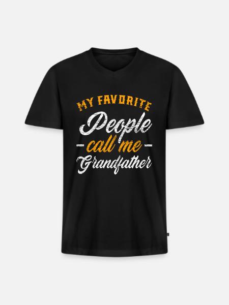 Stolzer Opa - Männer Premium Bio T-Shirt mit V-Ausschnitt - Schwarz