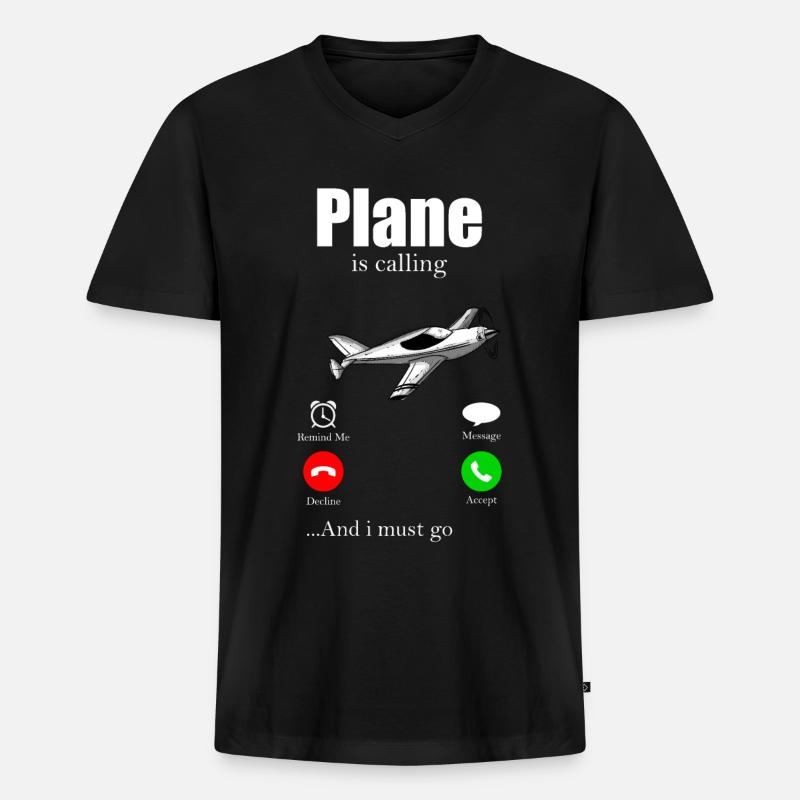 Pilot - Männer Premium Bio T-Shirt mit V-Ausschnitt - Schwarz