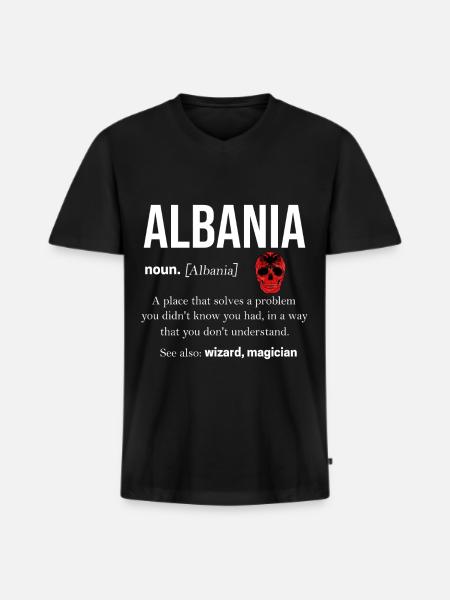 Albania - Men's Premium Organic T-shirt with V-neck - black
