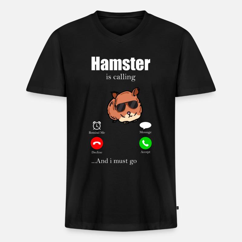Hamster - Männer Premium Bio T-Shirt mit V-Ausschnitt - Schwarz