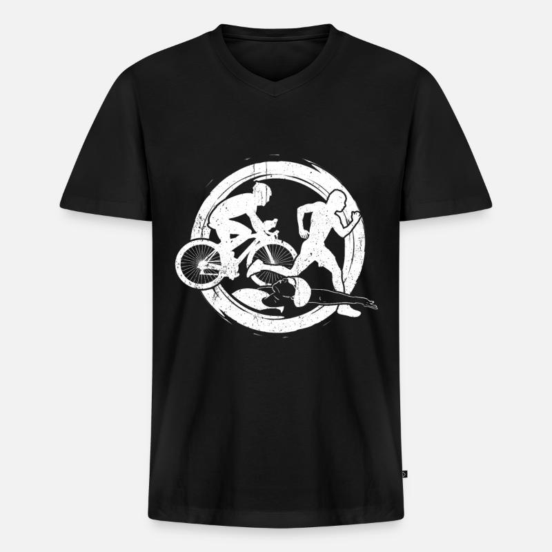 Triathlon - Männer Premium Bio T-Shirt mit V-Ausschnitt - Schwarz