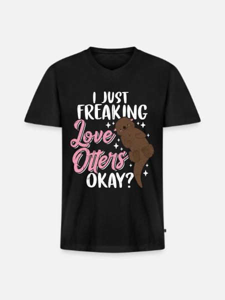 otter - Men's Premium Organic T-shirt with V-neck - black