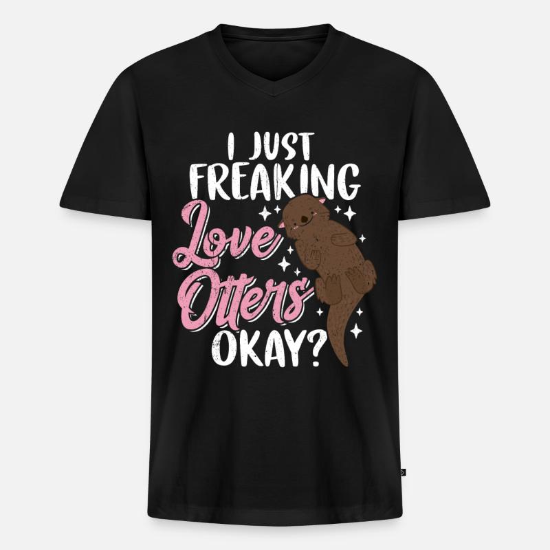 Otter - Männer Premium Bio T-Shirt mit V-Ausschnitt - Schwarz