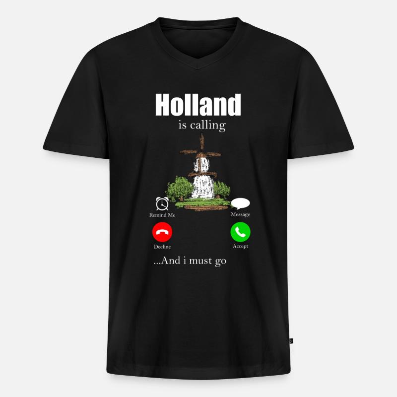 Niederlande - Männer Premium Bio T-Shirt mit V-Ausschnitt - Schwarz