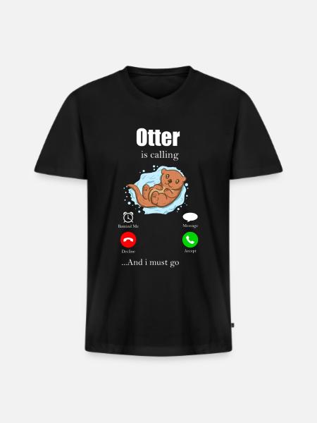 otter - Men's Premium Organic T-shirt with V-neck - black