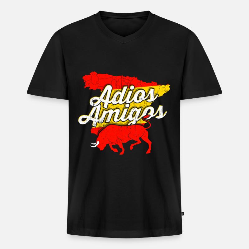 Spanien - Männer Premium Bio T-Shirt mit V-Ausschnitt - Schwarz