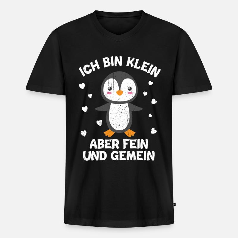 Pinguin - Männer Premium Bio T-Shirt mit V-Ausschnitt - Schwarz