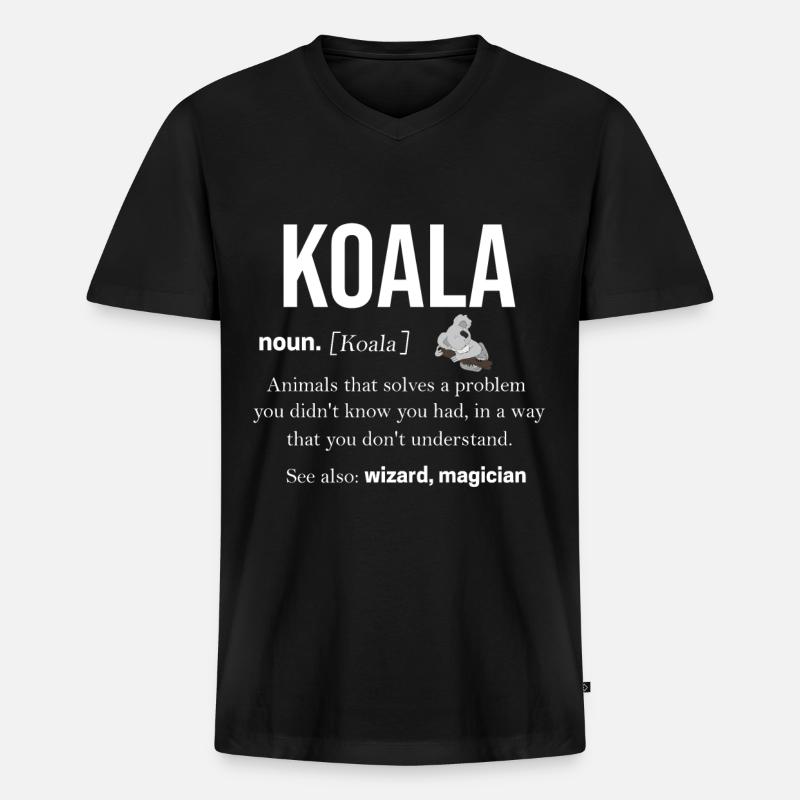 Koala - Männer Premium Bio T-Shirt mit V-Ausschnitt - Schwarz