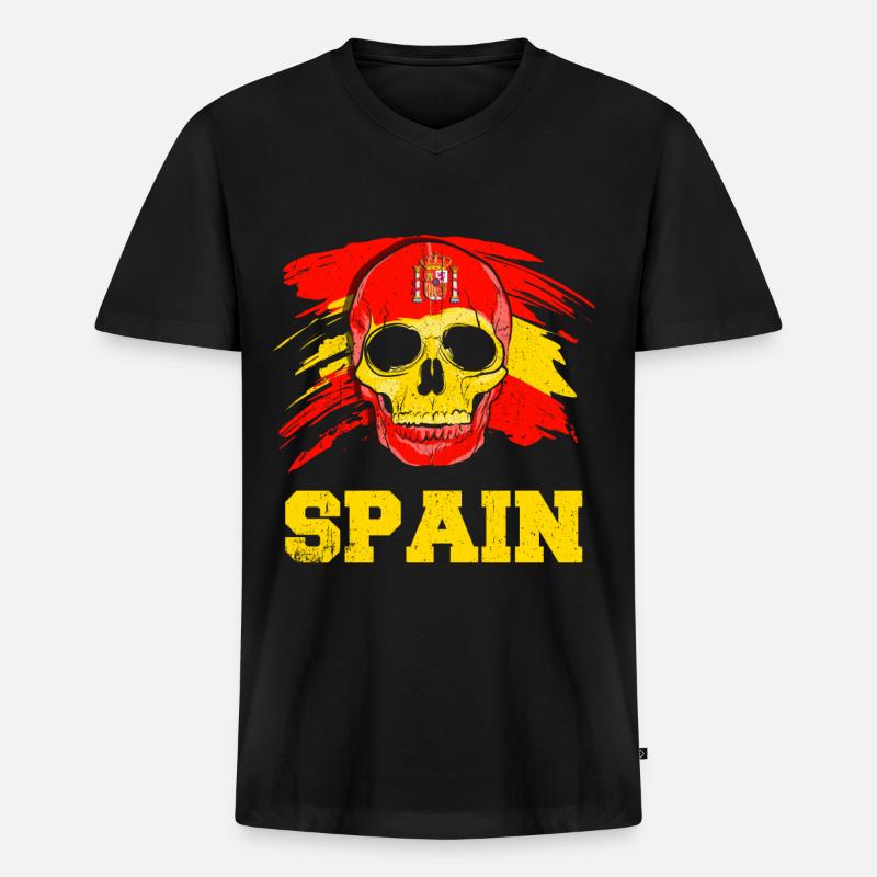 Spanien - Männer Premium Bio T-Shirt mit V-Ausschnitt - Schwarz