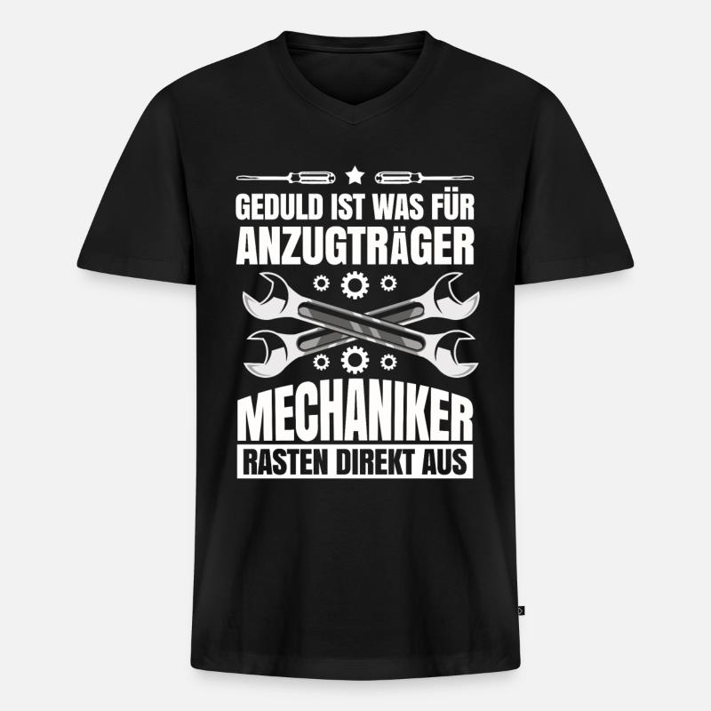 Mechaniker - Männer Premium Bio T-Shirt mit V-Ausschnitt - Schwarz
