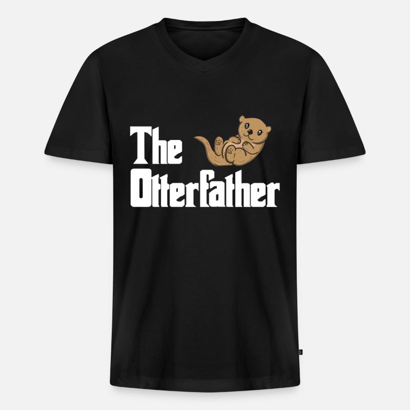 Otter - Männer Premium Bio T-Shirt mit V-Ausschnitt - Schwarz