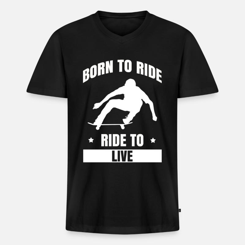 Skateboard - Männer Premium Bio T-Shirt mit V-Ausschnitt - Schwarz