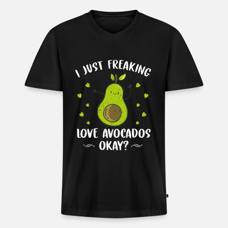 Avocado - Männer Premium Bio T-Shirt mit V-Ausschnitt - Schwarz