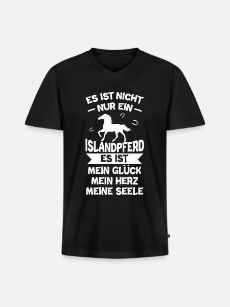 Islandpferd - Männer Premium Bio T-Shirt mit V-Ausschnitt - Schwarz