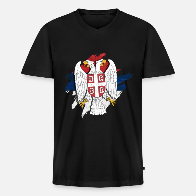 Serbien - Männer Premium Bio T-Shirt mit V-Ausschnitt - Schwarz
