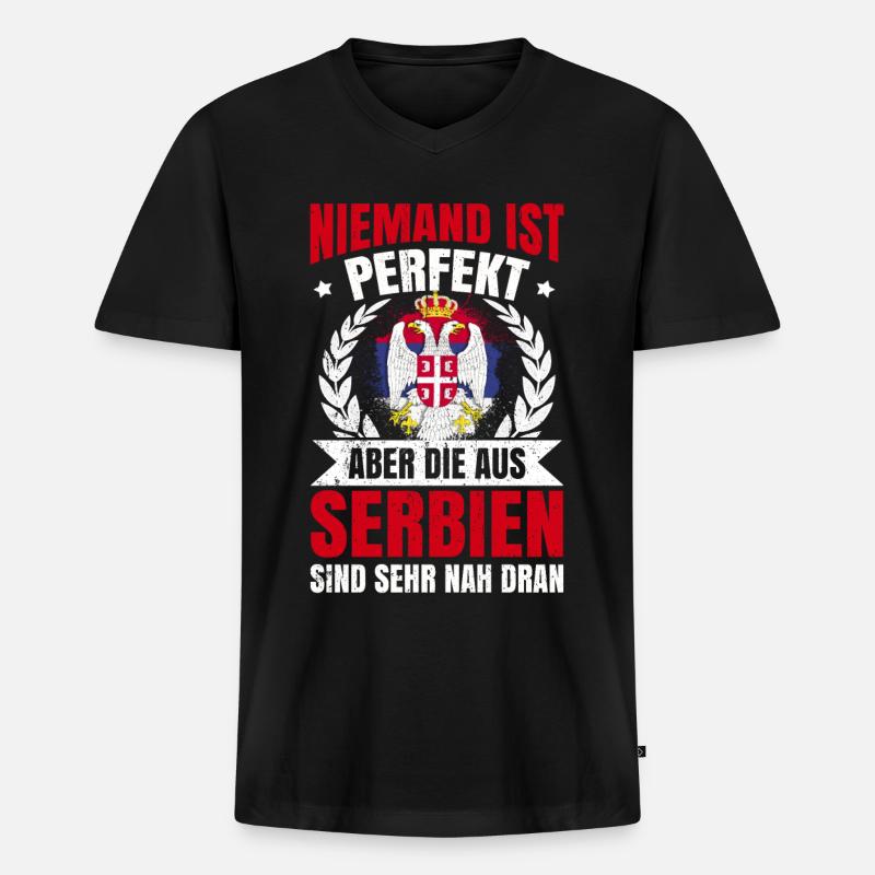 Serbien - Männer Premium Bio T-Shirt mit V-Ausschnitt - Schwarz