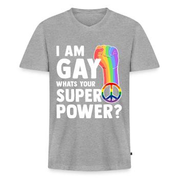 LGBT - T-shirt encolure en V Premium bio Homme - gris chiné - Devant
