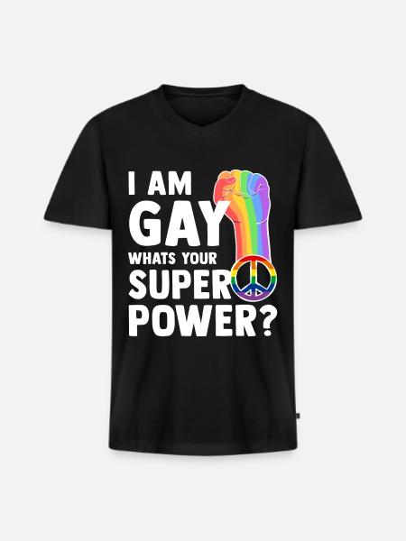 LGBT - T-shirt encolure en V Premium bio Homme - noir