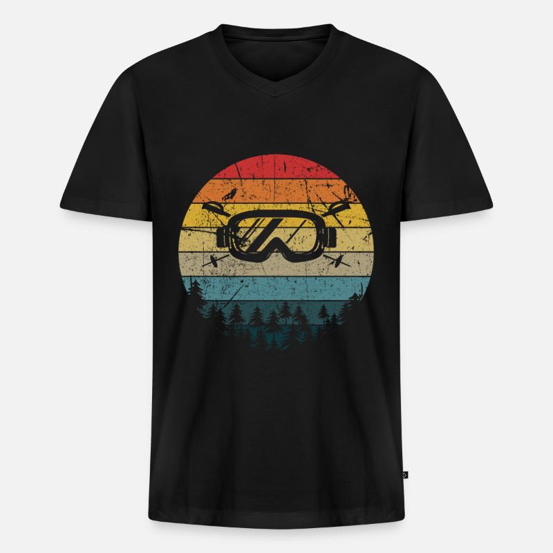 Skifahren - Männer Premium Bio T-Shirt mit V-Ausschnitt - Schwarz