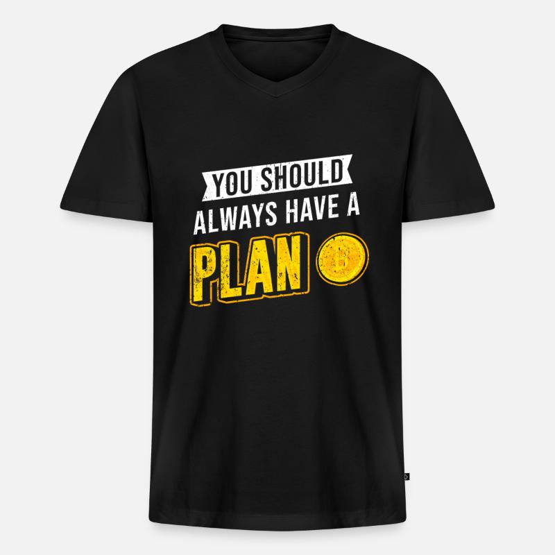 Bitcoin - Männer Premium Bio T-Shirt mit V-Ausschnitt - Schwarz