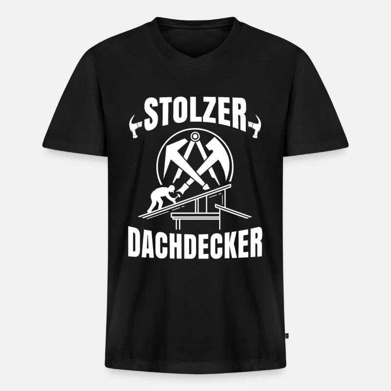 Dachdecker - Männer Premium Bio T-Shirt mit V-Ausschnitt - Schwarz