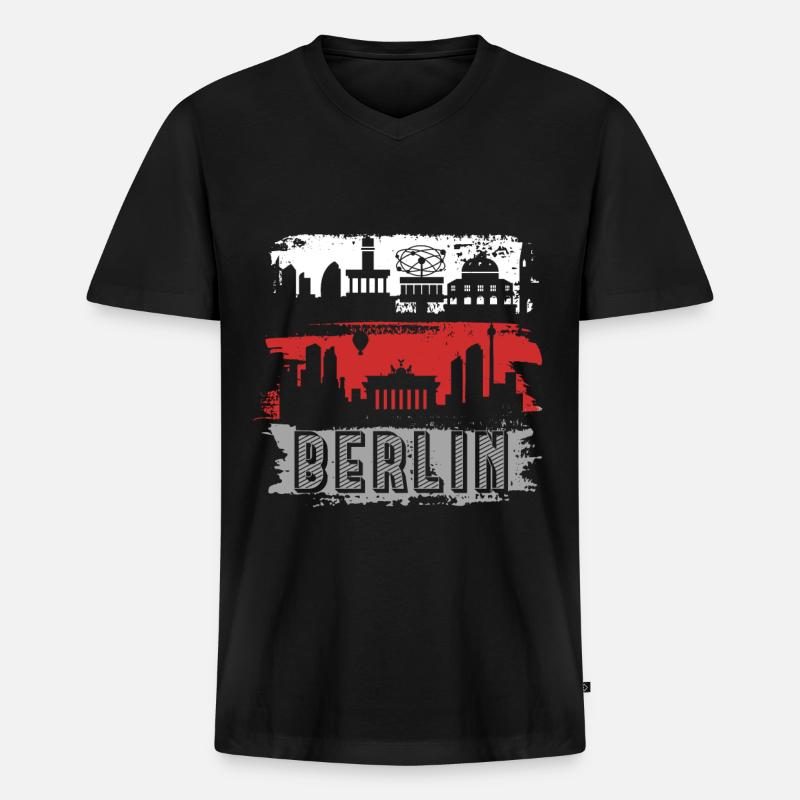 Berlin - Männer Premium Bio T-Shirt mit V-Ausschnitt - Schwarz