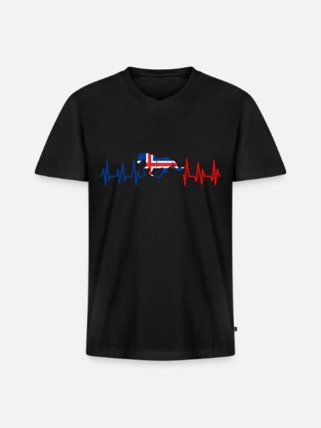 Icelandic horse - Men's Premium Organic T-shirt with V-neck - black