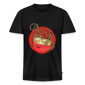 ramen - Men's Premium Organic T-shirt with V-neck - black - Front - Nico (187cm)