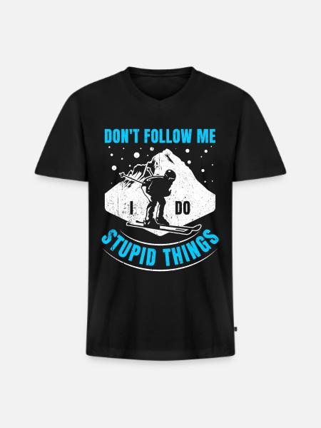 Ski - Männer Premium Bio T-Shirt mit V-Ausschnitt - Schwarz
