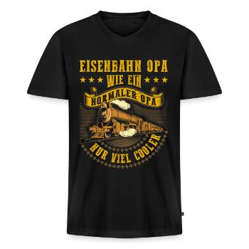 Eisenbahn - Männer Premium Bio T-Shirt mit V-Ausschnitt - Schwarz - Vorne - Nico (187cm)