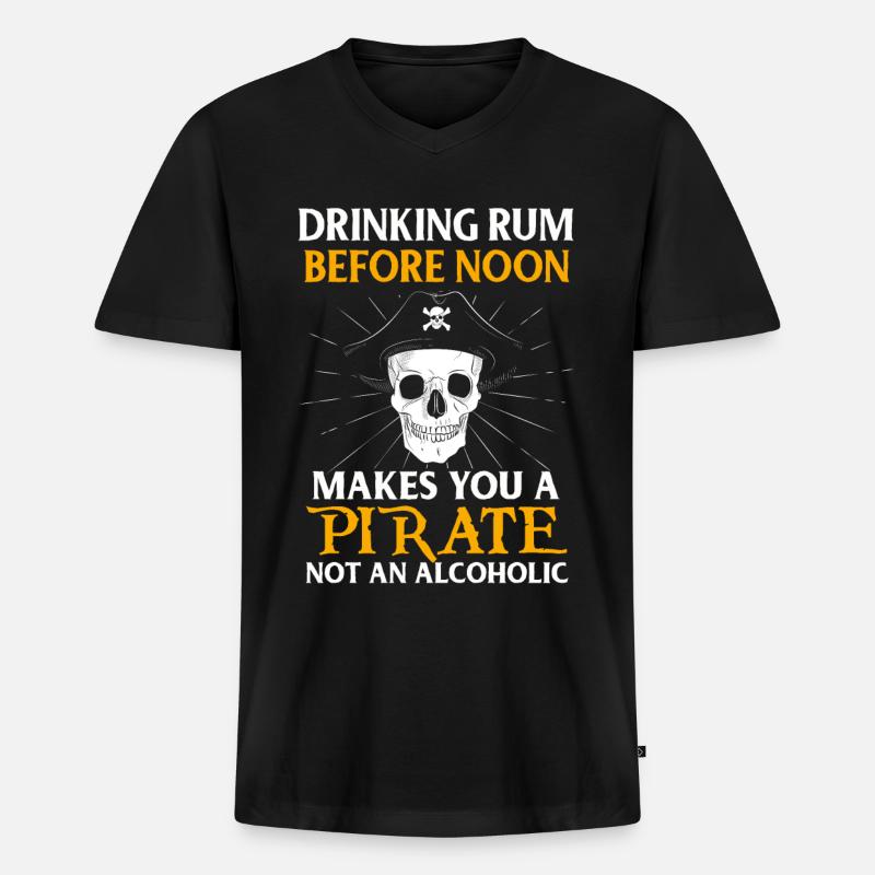 Pirat - Männer Premium Bio T-Shirt mit V-Ausschnitt - Schwarz
