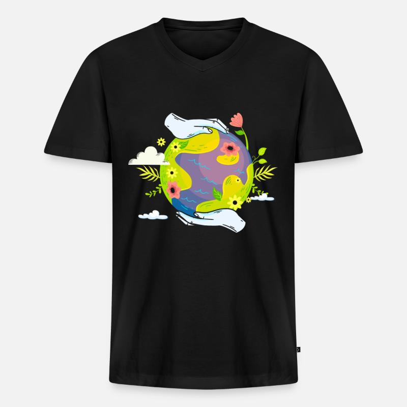 Klimawandel - Männer Premium Bio T-Shirt mit V-Ausschnitt - Schwarz