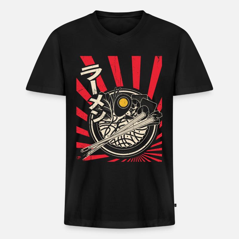 Ramen japan - Männer Premium Bio T-Shirt mit V-Ausschnitt - Schwarz