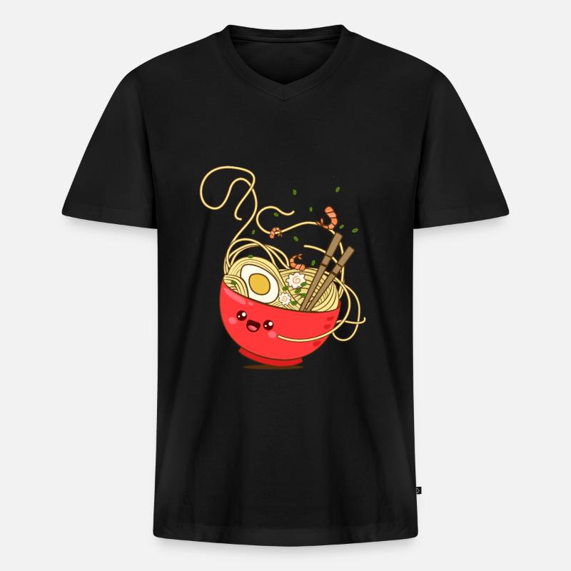 Ramen - Männer Premium Bio T-Shirt mit V-Ausschnitt - Schwarz