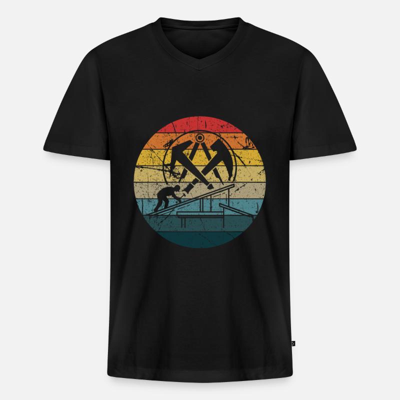 Dachdecker - Männer Premium Bio T-Shirt mit V-Ausschnitt - Schwarz