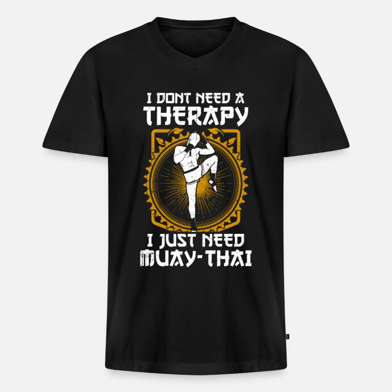 Muay Thai - Männer Premium Bio T-Shirt mit V-Ausschnitt - Schwarz