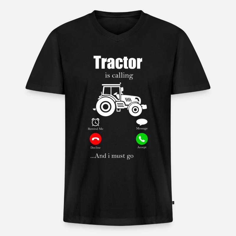 Traktor - Männer Premium Bio T-Shirt mit V-Ausschnitt - Schwarz