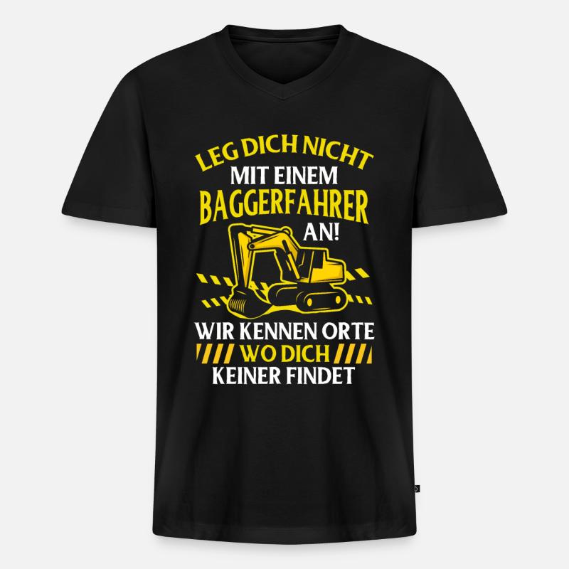 Bagger - Männer Premium Bio T-Shirt mit V-Ausschnitt - Schwarz