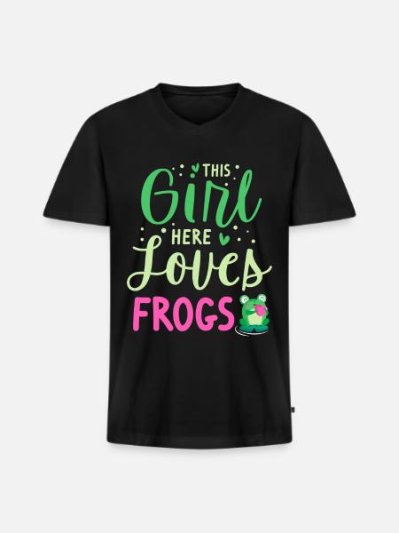 Grenouille Tshirt crapaud têtard - T-shirt encolure en V Premium bio Homme - noir
