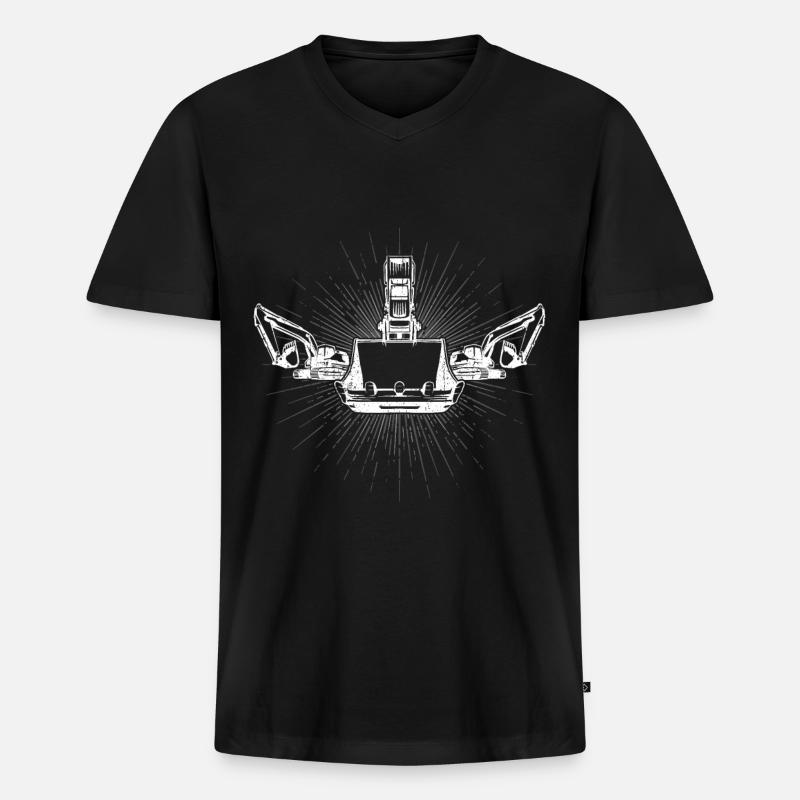 Bagger - Männer Premium Bio T-Shirt mit V-Ausschnitt - Schwarz