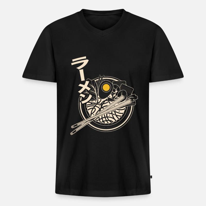 Ramen - Männer Premium Bio T-Shirt mit V-Ausschnitt - Schwarz