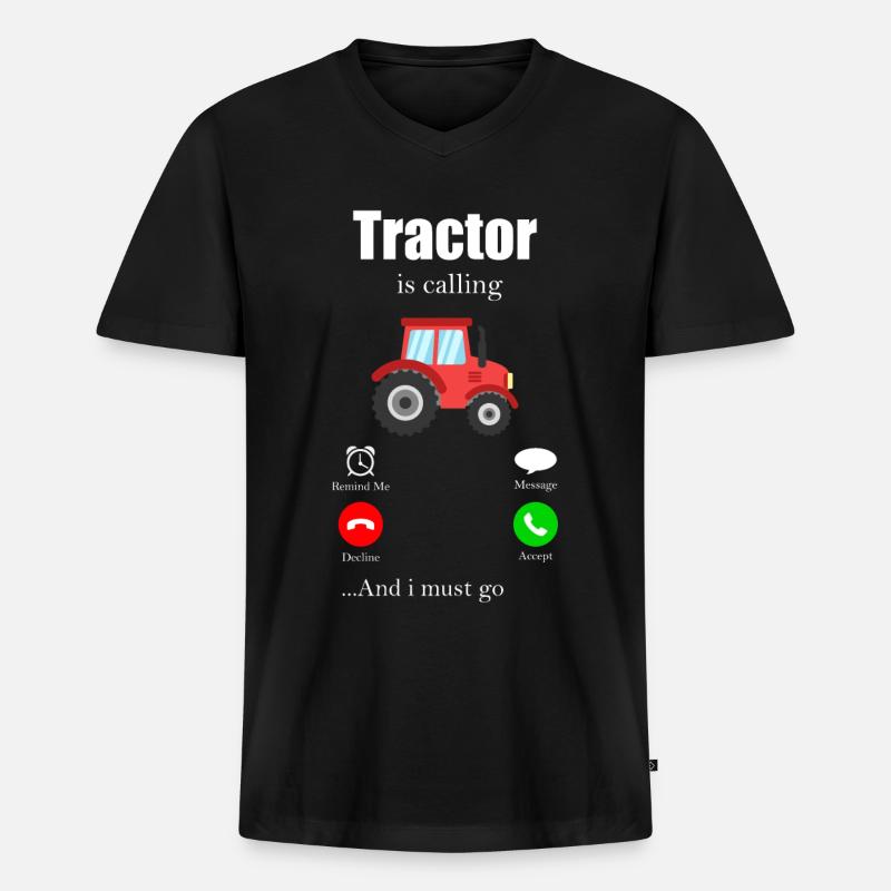 Traktor - Männer Premium Bio T-Shirt mit V-Ausschnitt - Schwarz